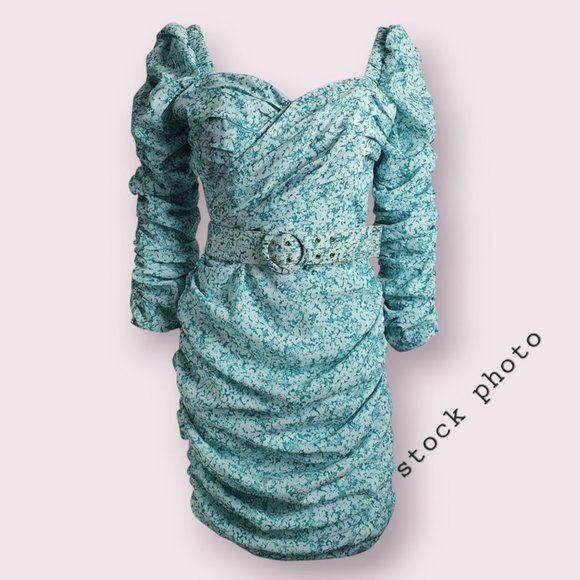 NICHOLAS Crossover Gathered Dress - Aqua Shadow Multi ~ size 2 - Picture 3 of 13